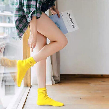 Olid Pure Colour Formal Socks Cotton Fashion Casual Breathable Crew Socks - Blue 4 Pairs.