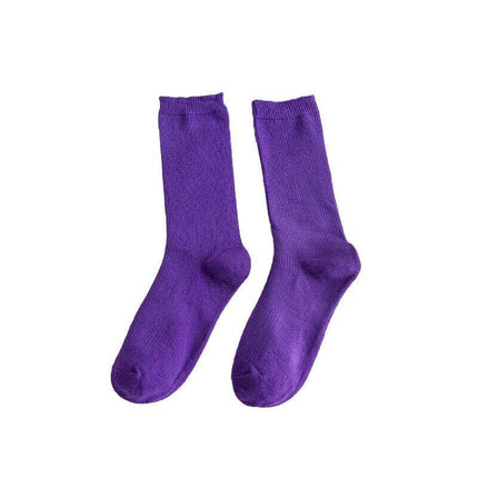 Olid Pure Colour Formal Socks Cotton Fashion Casual Breathable Crew Socks - Blue 4 Pairs.