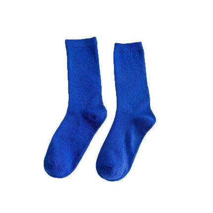 Olid Pure Colour Formal Socks Cotton Fashion Casual Breathable Crew Socks - Blue 4 Pairs.