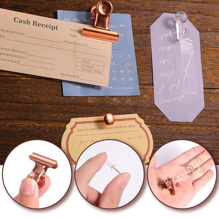 465PCS Rose Gold Thumbtacks Binder Clips Push Pins Set Office Supplies With Box.