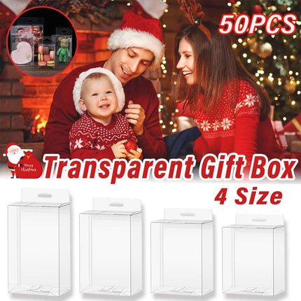 50pcs Transparent Gift Boxes with Hooks Clear Packaging Storage Containers - 7x2.5x15cm.