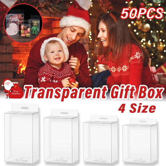 50pcs Transparent Gift Boxes with Hooks Clear Packaging Storage Containers - 7x2.5x15cm.
