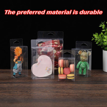 50pcs Transparent Gift Boxes with Hooks Clear Packaging Storage Containers - 7x2.5x15cm.