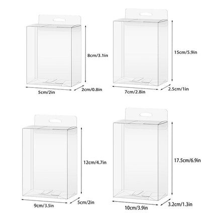 50pcs Transparent Gift Boxes with Hooks Clear Packaging Storage Containers - 9x5x12cm.