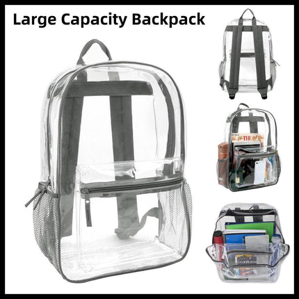 Waterproof Transparent Backpack Double Shoulder Large Capacity School Travel Bag.