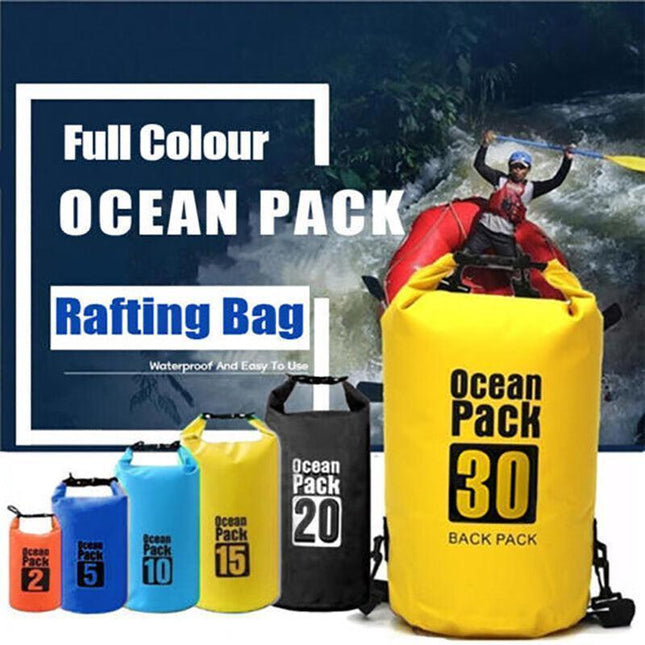 Orange Waterproof Bag Dry Sack Fishing Camping Canoeing Outdoor Sport 2/5/10/15/20/30 L - 15L.