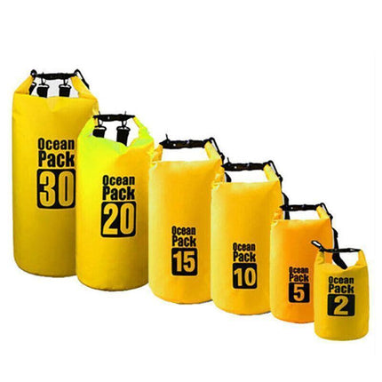 Yellow Waterproof Bag Dry Sack Fishing Camping Canoeing Outdoor 2/5/10/15/20/30 L - 20L.