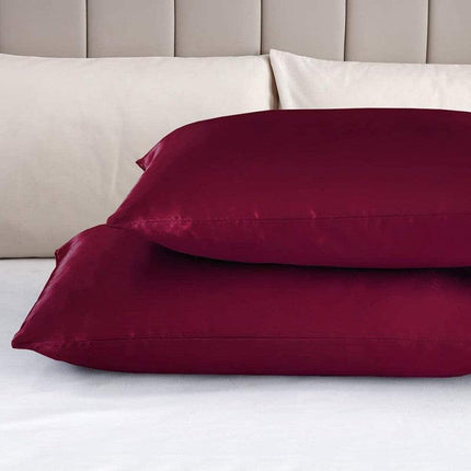 2X Satin Pillow Case Bedroom Pillowcase Cushion Covers Home Decor Luxury Slip - Black.