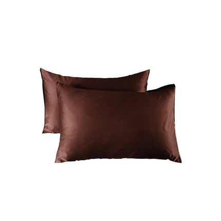 2X Satin Pillow Case Bedroom Pillowcase Cushion Covers Home Decor Luxury Slip - Black.