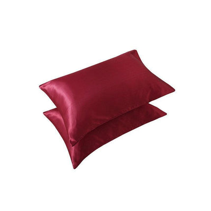 2X Satin Pillow Case Bedroom Pillowcase Cushion Covers Home Decor Luxury Slip - Black.