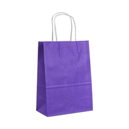 20pcs Small Kraft Paper Gift Bags with Handles for Shopping Party Favour - Dark Purple.