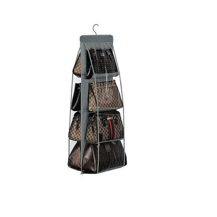 8 Pocket Double-sided Bag Handbag Storage Holder Hanging Organizer Shelf - White.
