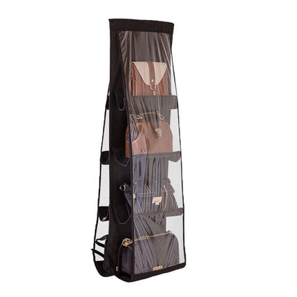 8 Pocket Double-sided Bag Handbag Storage Holder Hanging Organizer Shelf - White.