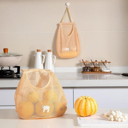 Vegetable Onion Potato Hanging Bag Kitchen Garlic Ginger Mesh Storage Bag - Dark Blue.