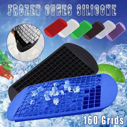 160 Grids Silicone Ice Cube Tray Ice Maker Mold Mini Frozen Cubes for Drink DIY - Red.