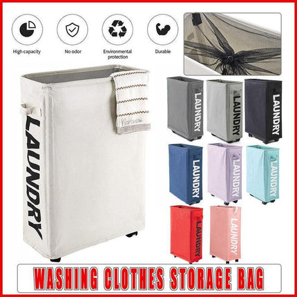 Large Foldable Laundry Washing Clothes Storage Bag Hamper Basket Bin Organiser - Navy.
