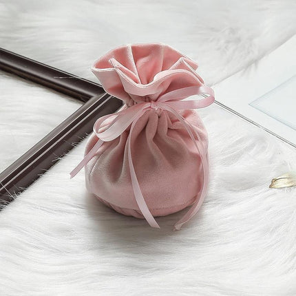 6PCS Velvet Cloth Drawstring Bags Gift Bag Jewelry Ring Pouch Earring Favor - Yellow-6PCS.