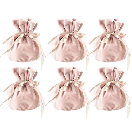 6PCS Velvet Cloth Drawstring Bags Gift Bag Jewelry Ring Pouch Earring Favor - Yellow-6PCS.