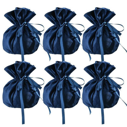 6PCS Velvet Cloth Drawstring Bags Gift Bag Jewelry Ring Pouch Earring Favor - Yellow-6PCS.