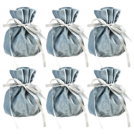 6PCS Velvet Cloth Drawstring Bags Gift Bag Jewelry Ring Pouch Earring Favor - Yellow-6PCS.