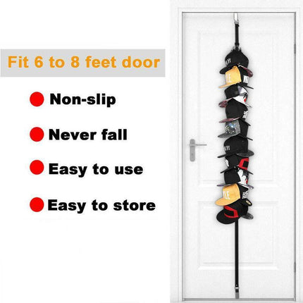 Over Door Hat Rack Baseball Cap Holder Storage Strap with Clips Closet Organizer - 20 Cips.