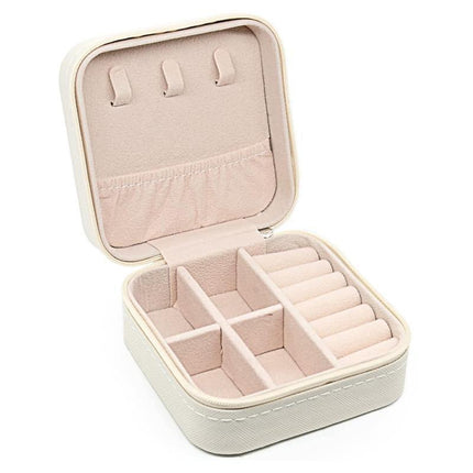 Travel Jewelry Organizer Box Portable Leather Storage Ornaments Ring Earrings - Green (10x10x5cm).