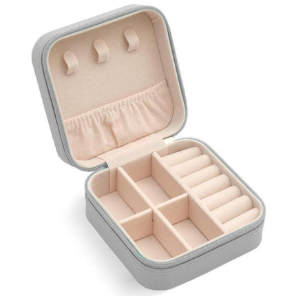 Travel Jewelry Organizer Box Portable Leather Storage Ornaments Ring Earrings - Green (10x10x5cm).