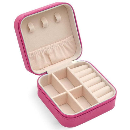 Travel Jewelry Organizer Box Portable Leather Storage Ornaments Ring Earrings - Green (10x10x5cm).
