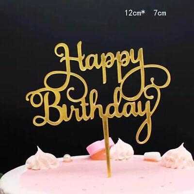 Happy Birthday Acrylic Cake Topper Cake Decoration Golden Silver Party - R20.