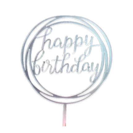 Happy Birthday Acrylic Cake Topper Cake Decoration Golden Silver Party - R20.