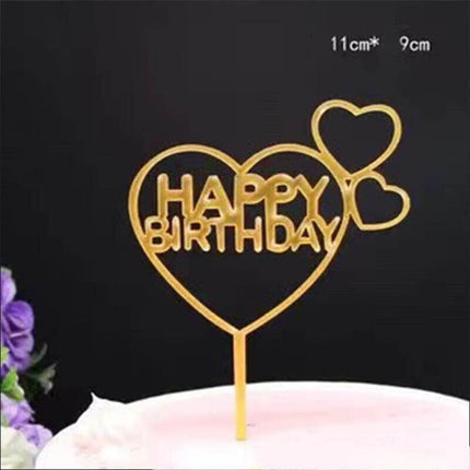 Happy Birthday Acrylic Cake Topper Cake Decoration Golden Silver Party - R20.