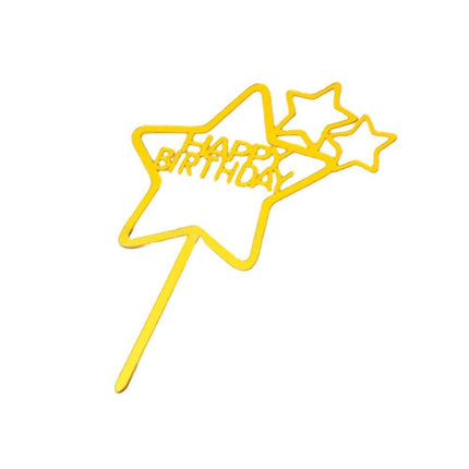 Happy Birthday Acrylic Cake Topper Cake Decoration Golden Silver Party - R20.