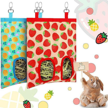 Hay Bag Guinea Pig Rabbit Feeding Bag Animal Hay Feeder Bag Hanging Feeder - Red.