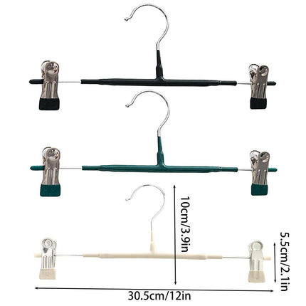 10pcs Home Wardrobe Pant Rack Hanging Trouser Organizer Clothes Hanger - Black.