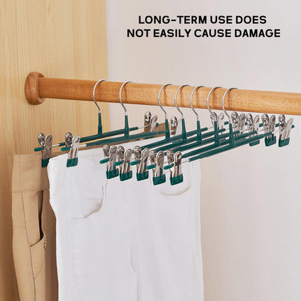 10pcs Home Wardrobe Pant Rack Hanging Trouser Organizer Clothes Hanger - Black.