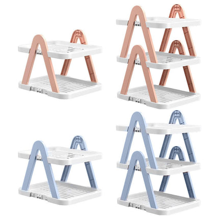 2/3 Tier Removable Shoe Rack Folding Storage Shelf Simple Space Saving Organizer - 2Tier-Blue.
