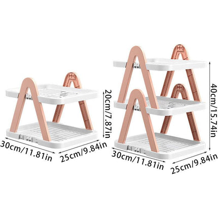 2/3 Tier Removable Shoe Rack Folding Storage Shelf Simple Space Saving Organizer - 2Tier-Blue.