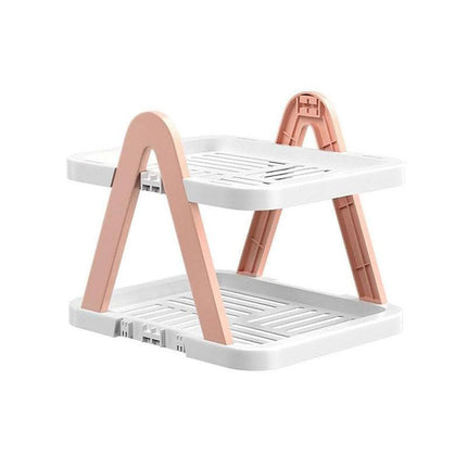 2/3 Tier Removable Shoe Rack Folding Storage Shelf Simple Space Saving Organizer - 2Tier-Blue.