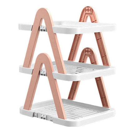 2/3 Tier Removable Shoe Rack Folding Storage Shelf Simple Space Saving Organizer - 2Tier-Blue.