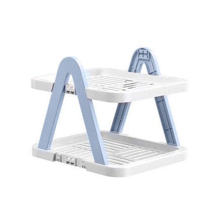 2/3 Tier Removable Shoe Rack Folding Storage Shelf Simple Space Saving Organizer - 2Tier-Blue.