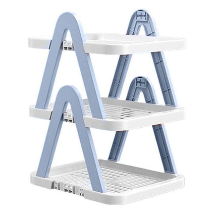 2/3 Tier Removable Shoe Rack Folding Storage Shelf Simple Space Saving Organizer - 2Tier-Blue.