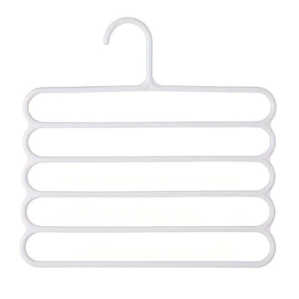 5pcs 5 Tier Trouser Rack Multifunctional Hanging Wardrobe Scarf Tie Hanger Set - Blue.
