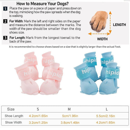 4pcs Cartoon Pet Rain Boots Waterproof Non-Slip Wear-Resistant Shoes for Dogs - Blue - S.