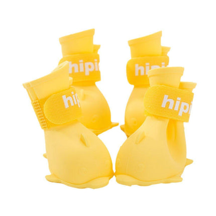 4pcs Cartoon Pet Rain Boots Waterproof Non-Slip Wear-Resistant Shoes for Dogs - Yellow - M.