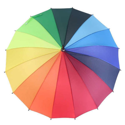 16 Ribs Large Rainbow Umbrella Fashion Straight  Long Handle Anti Uv Sun Rain Au.