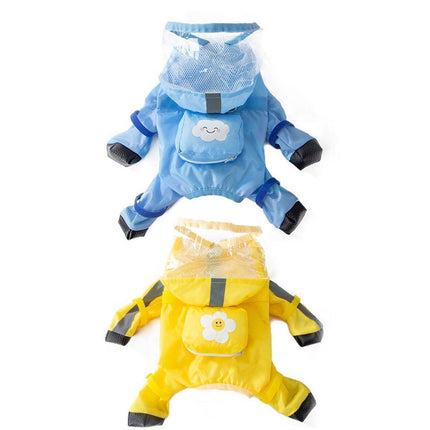 Waterproof Dog Raincoat with Feet Full Coverage Pet Rainy Clothes for Small Dogs - Blue - XXL.