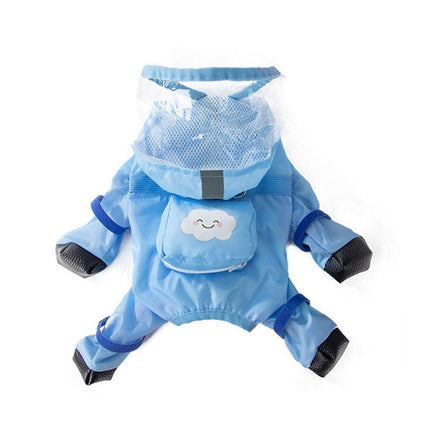 Waterproof Dog Raincoat with Feet Full Coverage Pet Rainy Clothes for Small Dogs - Blue - XXL.