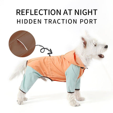 Waterproof Four Foot Dog Raincoat for Small Medium Large Dogs Pet Rainy Day Coat - Light Gray+Dark Grey - XXL.