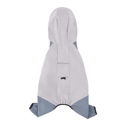 Waterproof Four Foot Dog Raincoat for Small Medium Large Dogs Pet Rainy Day Coat - Light Gray+Dark Grey - XXL.