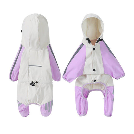 Waterproof Four Foot Dog Raincoat for Small Medium Large Dogs Pet Rainy Day Coat - Light Gray+Dark Grey - XXL.